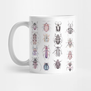 Beetles in Pinks Purples Black and White Mug